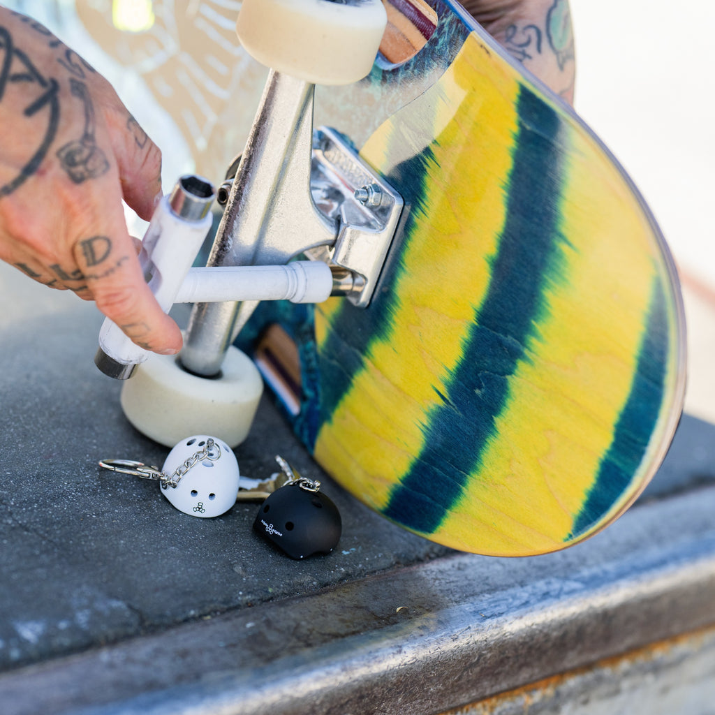 Triple Eight Mini Helmet Keychain White Matte